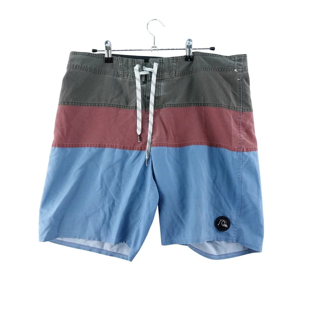 Quiksilver Mens 36 Board Shorts Color Block Swim Trunks Casual Surf Beach‎ Y2K